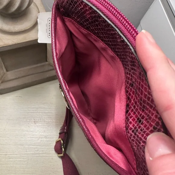 Coach Raspberry Python Leather Crossbody Bag - Picture 7 of 9